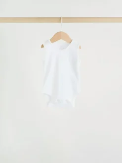 Best Next Pink/White 7 Pack Essential Vest Baby Bodysuits