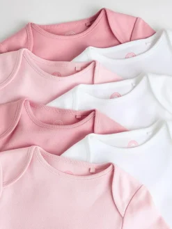 Next Pink/White 7 Pack Essential Long Sleeve Baby Bodysuits^ Baby Girls|Multipacks