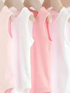 Next Pink/White 5 Pack Essential Vest Baby Bodysuits^ Bodysuits & Vests|Vests