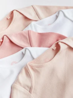 Next Pink/White 5 Pack Essential Long Sleeve Baby Bodysuits^ Multipacks|Bodysuits & Vests