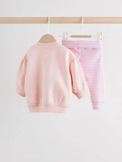 Next Pink/White Baby Jacket, Top and Leggings Set 3 Piece (0mths-2yrs)^ Sets & Coords