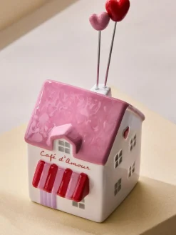 Next Pink/White Ceramic Mini House Ornament^ Ornaments