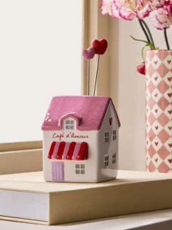 Next Pink/White Ceramic Mini House Ornament^ Ornaments