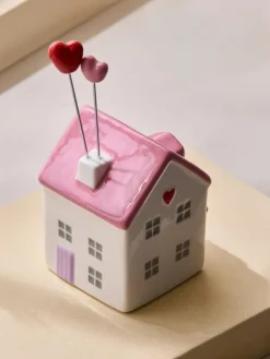 Next Pink/White Ceramic Mini House Ornament^ Ornaments