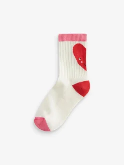 Next Pink/White Heart 3 Pack Cotton Rich Cushioned Sole Ankle Socks^ Socks & Tights|Socks & Tights