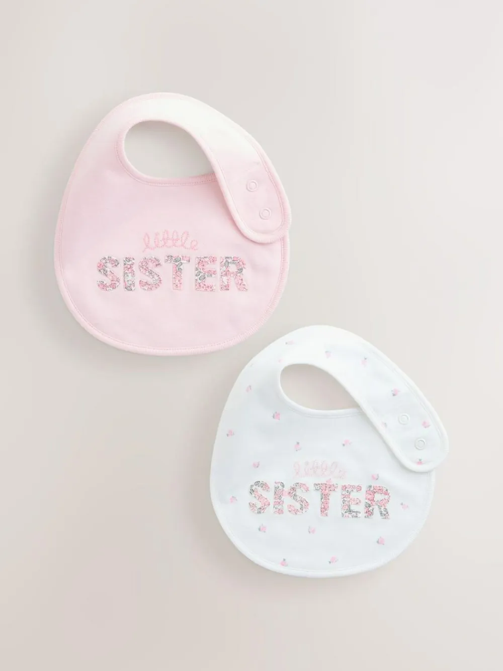 Clearance Next Pink/White Sister Family Baby Bibs 2 Pack