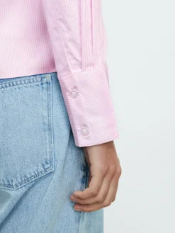 Hot Next Pink/White Stripe Fitted Stretch Essential Long Sleeve Shirt