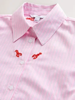 Sale Next Embroidered Long Sleeve Shirt Pink/White Stripe Lobster