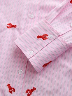 Sale Next Embroidered Long Sleeve Shirt Pink/White Stripe Lobster