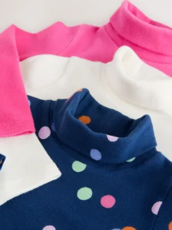 Outlet Next Roll Neck Tops 3 Pack (3mths-7yrs) Pink/White/Blue