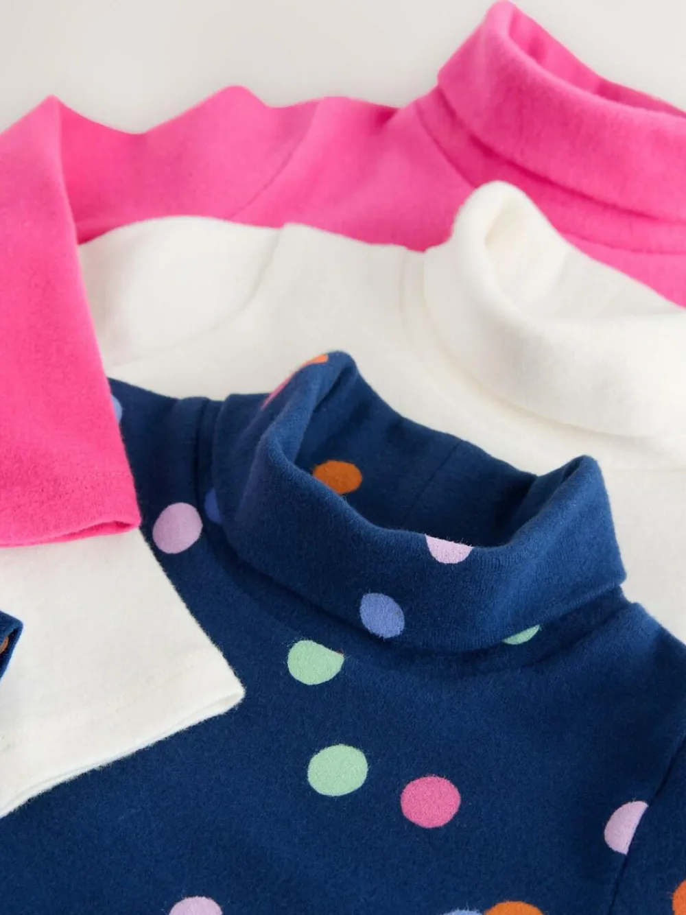 Outlet Next Roll Neck Tops 3 Pack (3mths-7yrs) Pink/White/Blue