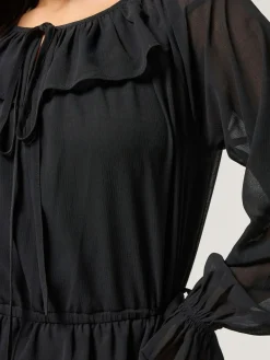 Outlet PixieGirl Petite Frill Tie Waist Dress Black