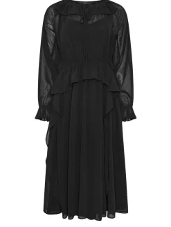 Outlet PixieGirl Petite Frill Tie Waist Dress Black