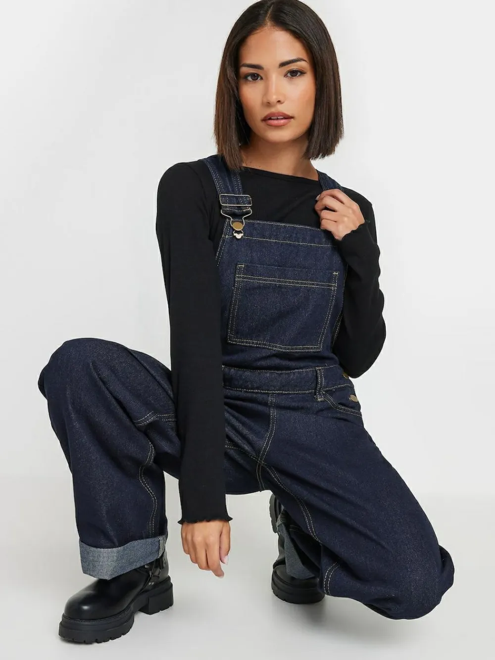 Online PixieGirl Petite Blue Straight Leg Dungarees