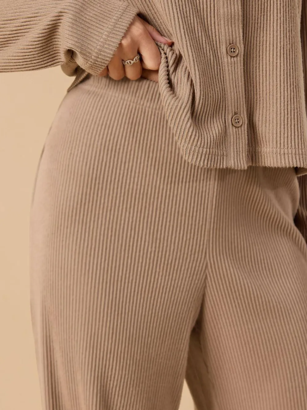 PixieGirl Petite Ribbed Wide Leg Joggers^Women Pyjamas