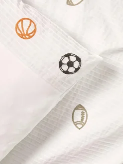 New Next Pleated Embroidered Sports Duvet Cover and Pillowcase Set