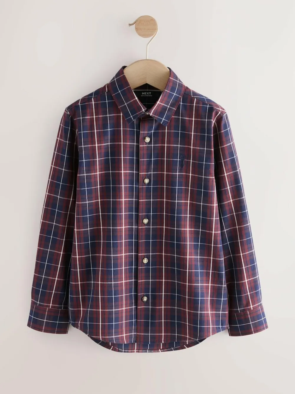 Sale Next Long Sleeve Cotton Check Shirt (3-16yrs) Plum Purple