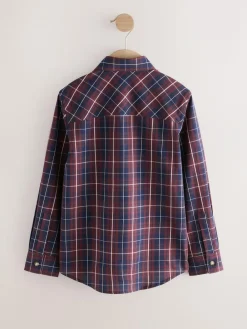 Sale Next Long Sleeve Cotton Check Shirt (3-16yrs) Plum Purple