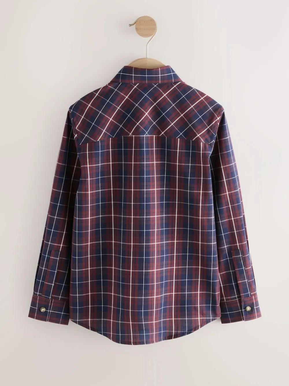 Sale Next Long Sleeve Cotton Check Shirt (3-16yrs) Plum Purple