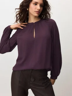 Clearance Next Plum Purple Long Sleeve V-Neck Blouse