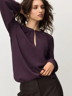Clearance Next Plum Purple Long Sleeve V-Neck Blouse