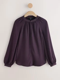 Clearance Next Plum Purple Long Sleeve V-Neck Blouse