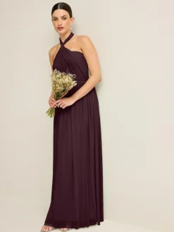Hot Next Plum Purple Mesh Multiway Wedding Guest Bridesmaid Maxi Dress