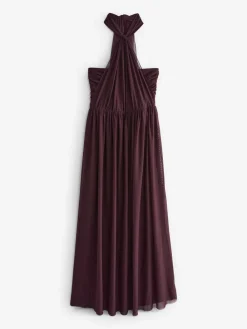 Hot Next Plum Purple Mesh Multiway Wedding Guest Bridesmaid Maxi Dress