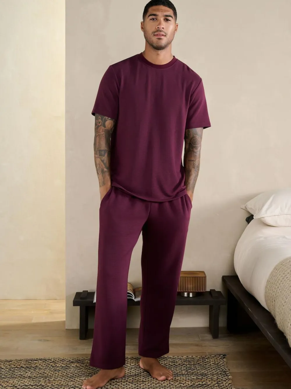 Best Next TENCEL™ Modal Blend Short Sleeve Pyjamas Set Plum Purple