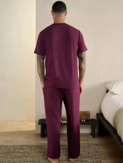 Best Next TENCEL™ Modal Blend Short Sleeve Pyjamas Set Plum Purple