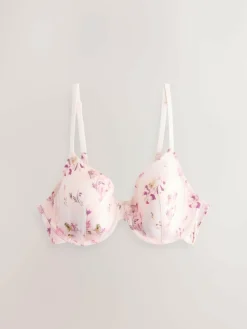 Next Plum Purple/Floral Print Full Cup A-E Smoothing Ultimate Comfort Bras 2 Pack^Women Bras