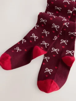 Next Plum Red Cotton Rich Bow Tights^ Tights|Socks & Tights
