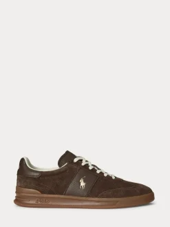 Hot Polo Ralph Lauren Hertitage Aera Suede Mix Trainers Brown