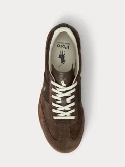 Hot Polo Ralph Lauren Hertitage Aera Suede Mix Trainers Brown