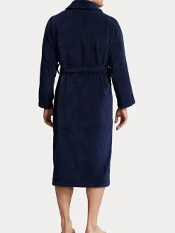New Polo Ralph Lauren Shawl Collar Dressing Gown Navy