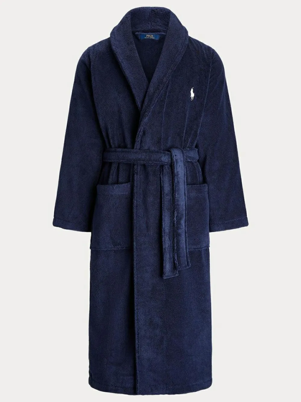 New Polo Ralph Lauren Shawl Collar Dressing Gown Navy