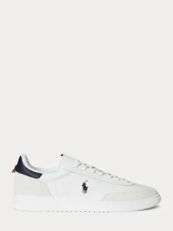 Discount Polo Ralph Lauren White Bedford Suede Leather Mix Trainers