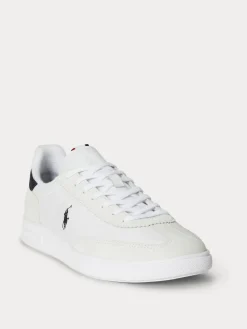 Discount Polo Ralph Lauren White Bedford Suede Leather Mix Trainers