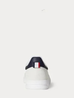 Discount Polo Ralph Lauren White Bedford Suede Leather Mix Trainers