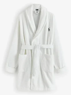 Best Polo Ralph Lauren White Short Printed Back Bear Robe
