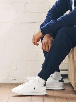 Outlet Polo Ralph Lauren Leather Heritage Court II Trainers White/Blue