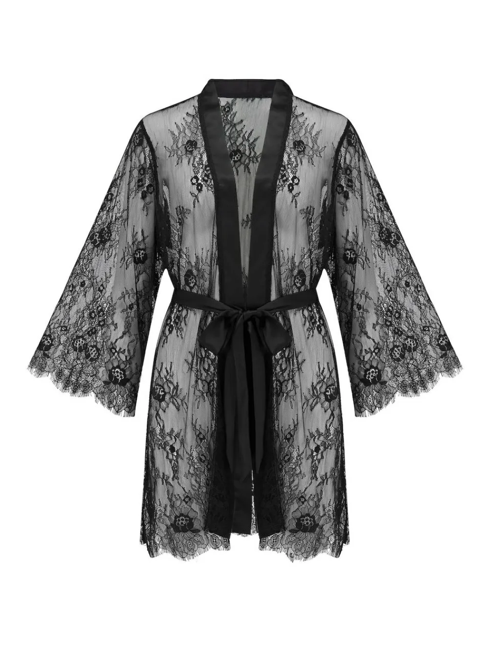 Pour Moi Black For Your Eyes Only Lace Robe^Women Bathrobes