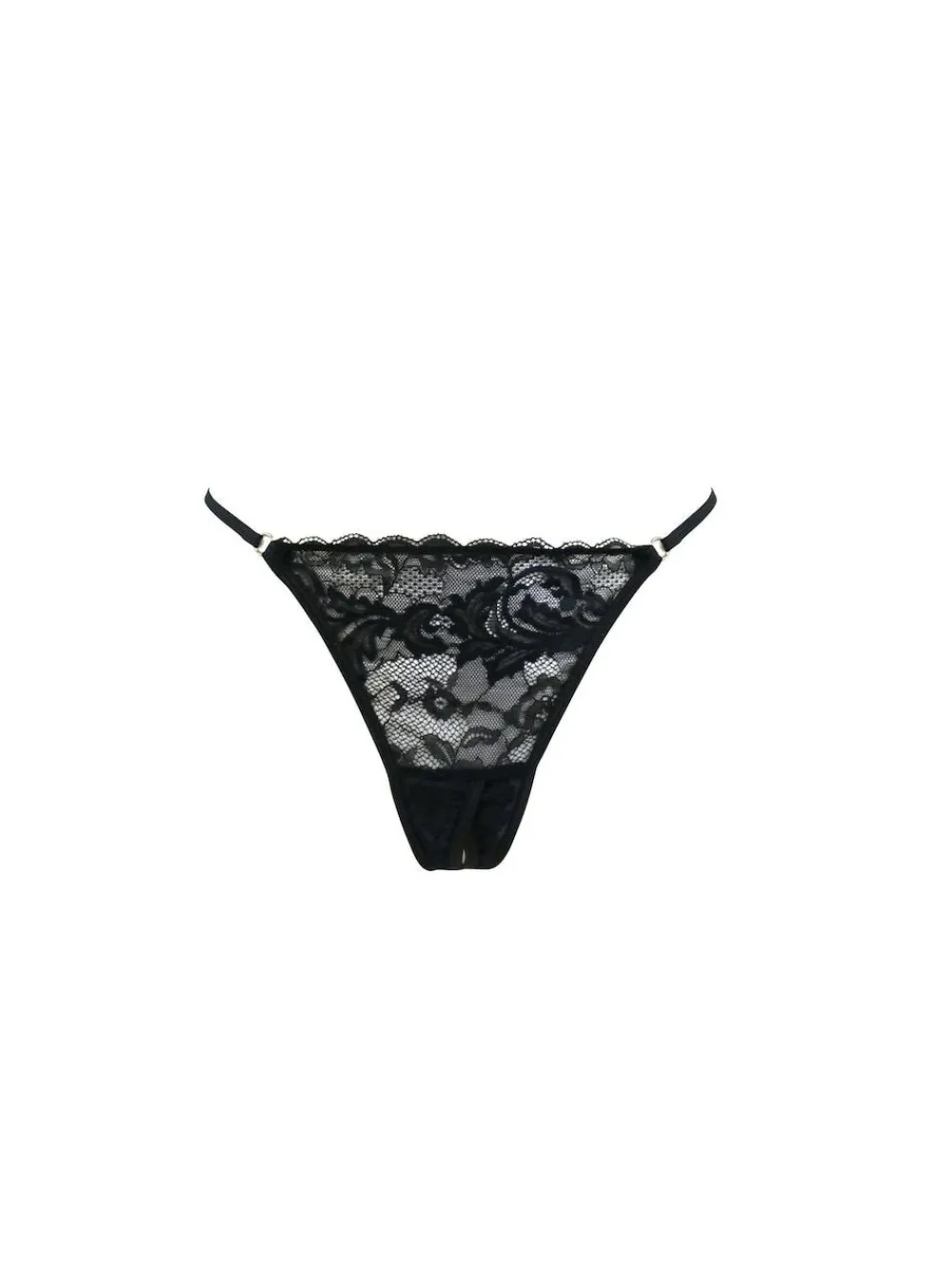 Hot Pour Moi Black G-String For Your Eyes Only High Waist Crotchless Thong