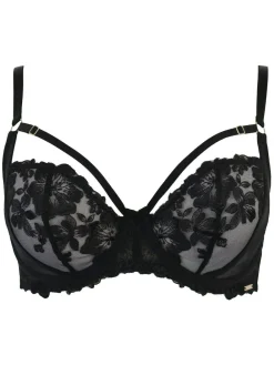 Pour Moi India Bold Floral Embroidery Non Pad Bra Black