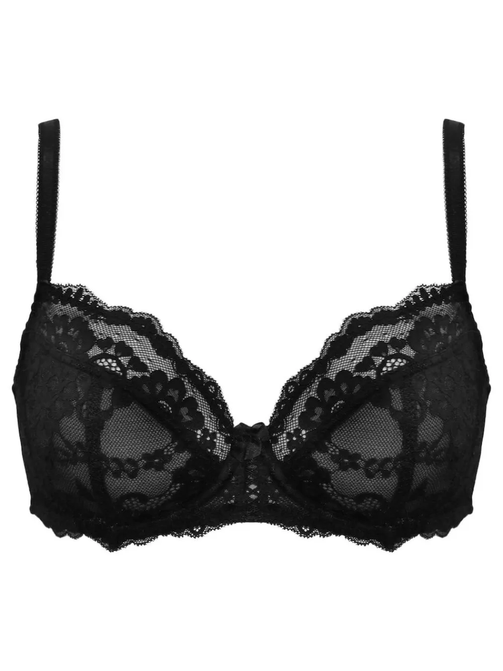 Online Pour Moi Black Non Padded Underwired Fleur Balconette Bra