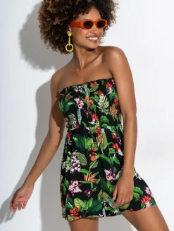 Pour Moi Strapless Shirred Bodice Woven Beach Playsuit^Women Jumpsuits & Playsuits