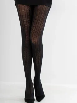 Discount Pour Moi Black Stripe Lace Tights