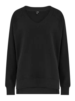 New Pour Moi The Softest Off Duty Relaxed V-Neck Sweatshirt Black