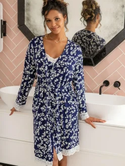 Pour Moi Sofa Loves Lace Jersey Wrap Gown^Women Bathrobes