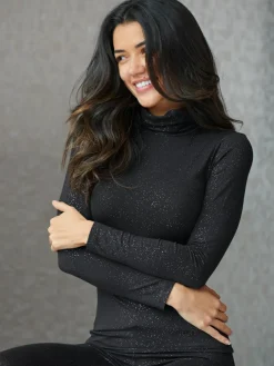 Hot Pour Moi Roll Neck Second Skin Thermal Glitter Black